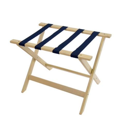 Deluxe Series Wood Luggage Rack, White Wash with Black Straps